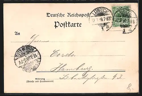 AK Lübeck, Marktplatz mit Kirche