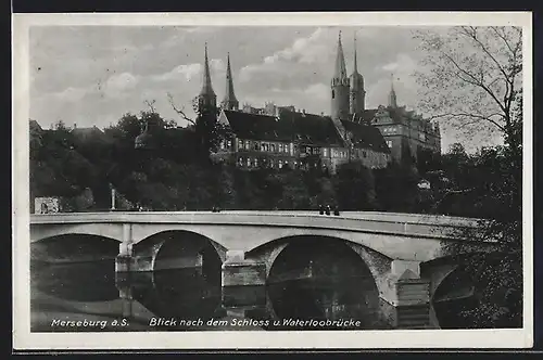 AK Merseburg a. S., Blick nach dem Schloss u. Waterloobrücke