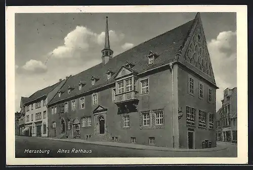 AK Merseburg, Strassenpartie am alten Rathaus