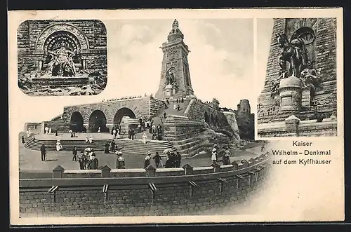 AK Kyffhäuser, Kaiser Wilhelm-Denkmal mit Besuchern