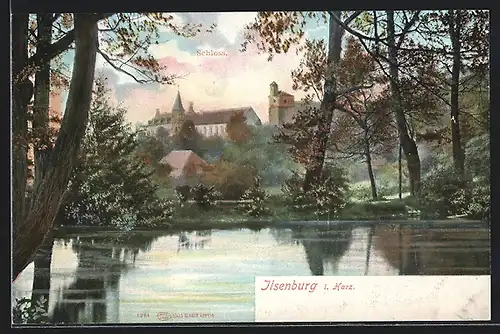 AK Ilsenburg i. H., Blick zum Schloss