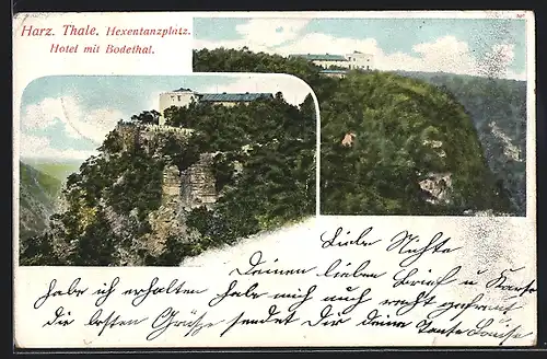 AK Thale /Harz, Hexentanzplatz, Hotel im Bodethal