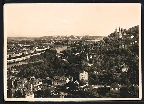 AK Würzburg, Blick aufs Käppele von Festung Marienberg aus