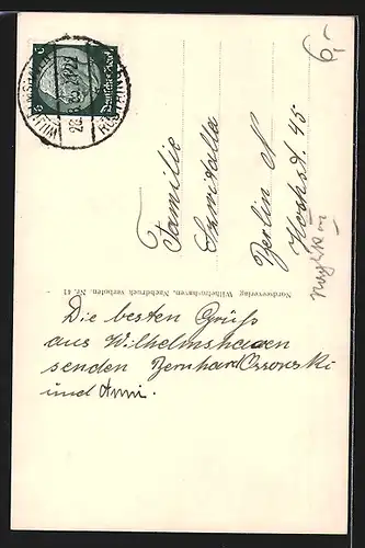 AK Rote-Sand-Leuchtturm bei stiller See