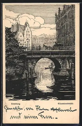 Künstler-AK Hamburg, Ellerntorsbrücke