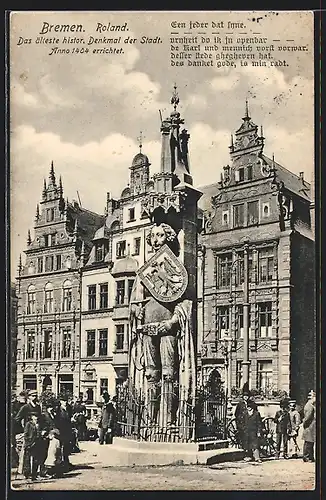 AK Bremen, Roland Denkmal, ergbaut 1404