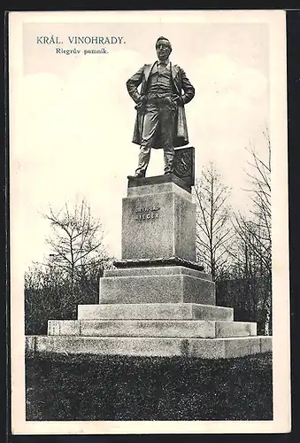 AK Prag / Praha, Král, Vinohrady, Riegruv pomnik