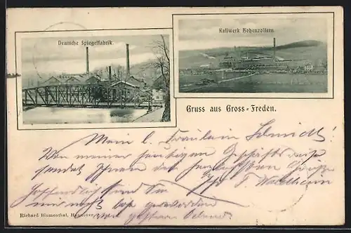 AK Gross-Freden, Deutsche Spiegelfabrik, Kaliwerk Hohenzollern