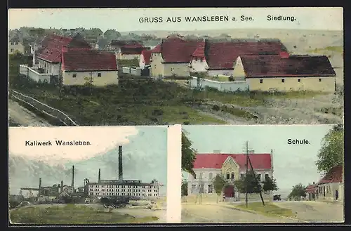 AK Wansleben a. See, Siedlung, Schule, Kaliwerk