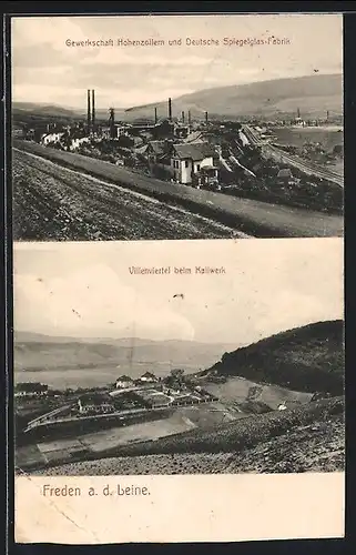 AK Freden / Leine, Gewerkschaft Hohenzollern und Deutsche Spiegelglasfabrik, Villenviertel beim Kaliwerk