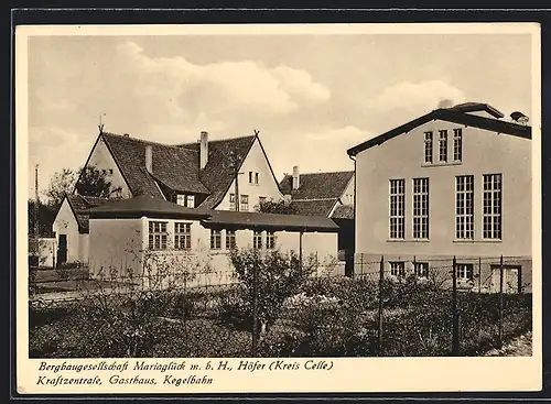 AK Höfer / Celle, Bergbaugesellschaft Mariaglück mbH, Kraftzentrale, Gasthaus