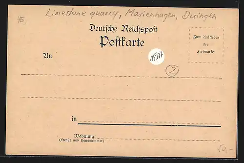 Lithographie Marienhagen, Kalkwerk Fr. Rogge & Co., Kalkbruch, Landkarte mit Hannover, Banteln und Hamburg