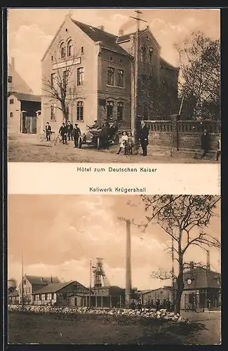 AK Teutschenthal, Kaliwerk Krügershall, Hotel zum Deutschen Kaiser, Kaliwerk