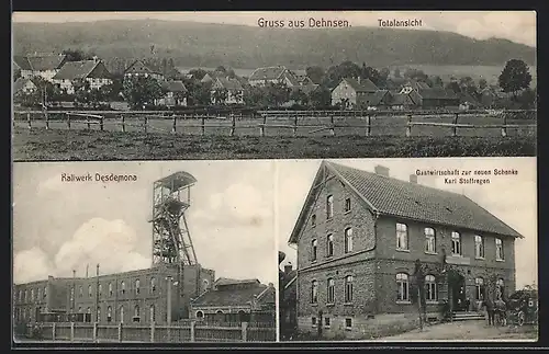 AK Dehnsen, Gasthaus zum neuen Schenke von Karl Stoffregen, Kaliwerk Desdemona