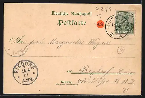 Lithographie Siersleben, Hauptstrasse, Niewandtschächte, Totalansicht