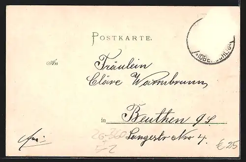 Künstler-AK H. Fründt: Frau mit bedeckten Haaren steht in verregneter Landschaft, Donnerstag, Jugendstil