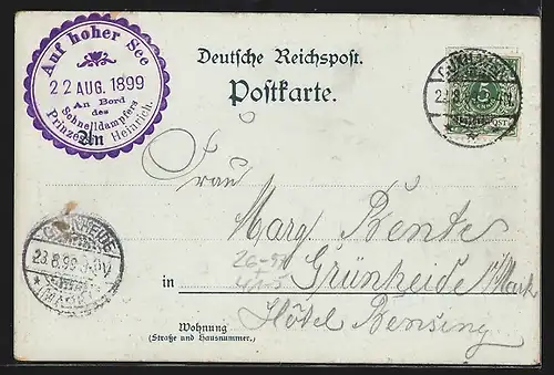 Künstler-AK Hans Bohrdt: Nordsee Linie Hamburg-Helgoland-Norderney, Passagierschiff Prinzessin Heinrich