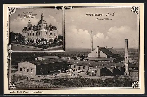 AK Neuwelzow /N.-L., Gasthof Deutscher Kaiser Emil Waurig, Bismarckhütte