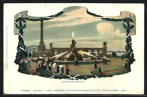 AK Düsseldorf, Intern. Kunst- und grosse Gartenbau-Ausstellung 1904, Centaurengruppe