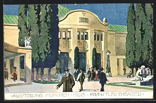 AK München, Ausstellung 1908, Künstlertheater