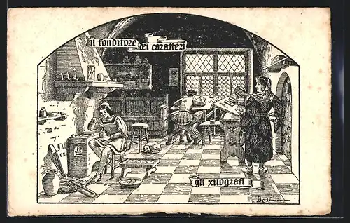 Künstler-AK Turin, Esposizione Internazionale delle Industrie e del Lavoro 1911, Holzschnitt, Buchdruck