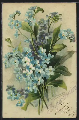 Künstler-AK Catharina Klein: Ein Strauss Vergissmeinnicht