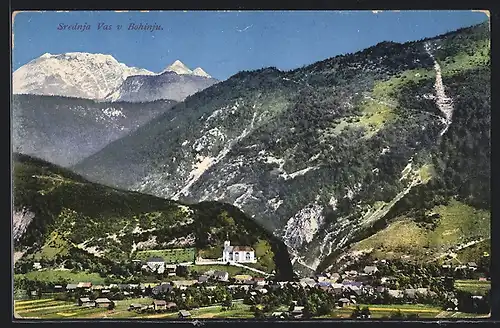 AK Srednja Vas v Bohinju, Ortsansicht mit Kirche