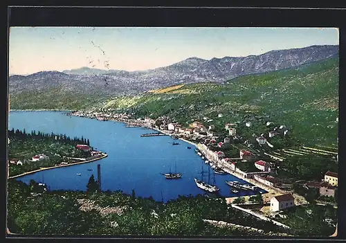 AK Gravose, Gesamtansicht mit Bergen aus der Vogelschau