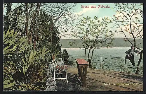 AK Abbazia, Südstrand und Promenade