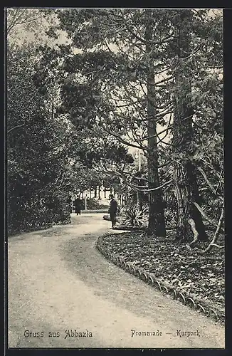 AK Abbazia, Promenade im Kurpark