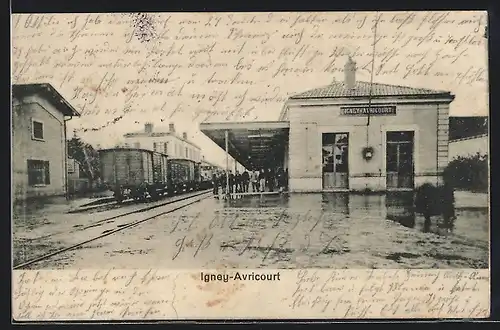 AK Igney-Avricourt, Blick auf den Bahnhof
