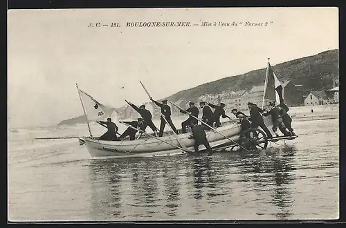 AK Boulogne-sur-Mer, Mise à l`eau du Farmer 2, Seenotrettungsboot wird zu Wasser gelassen