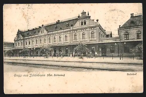 AK Schönbrunn, Blick auf den Bahnhof