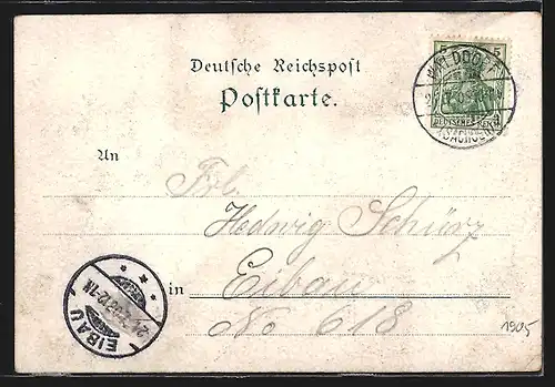 Lithographie Eibau, Gasthof Zum Kottmarwald, Kottmarturm, Kottmarberg