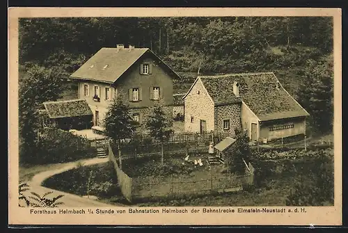 AK Helmbach /Elmstein, Forsthaus Helmbach mit Garten aus der Vogelschau