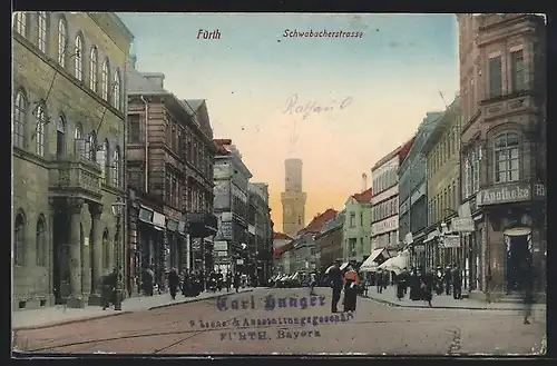 AK Fürth i. B., Blick in die Schwabacherstrasse