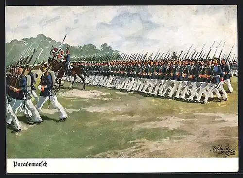 Künstler-AK Döbrich-Steglitz: Parademarsch, Infanterie