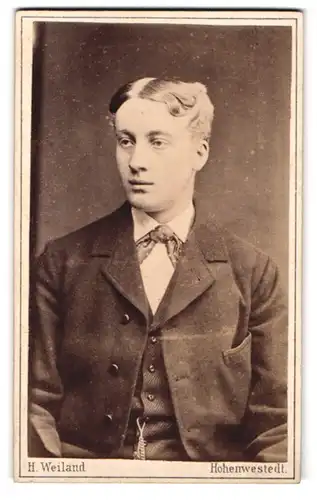 Fotografie H. Weiland, Hohenwestedt, Junger Mann im Anzug mit Mittelscheitel