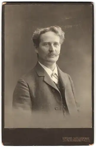 Fotografie Eduard Wolleschak, Naumburg a/S., Windmühlenstr. 15c, Portrait Herr mit modischer Haar- und Barttracht