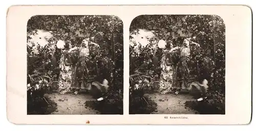 Stereo-Fotografie Neue Photographische Gesellschaft, Berlin-Steglitz, Genrebilder - Paar in chinesischen Kostümen