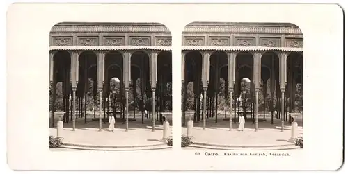 Stereo-Fotografie Neue Photographische Gesellschaft AG, Berlin, Ansicht Kairo, Kasino von Gezireh, Veranda