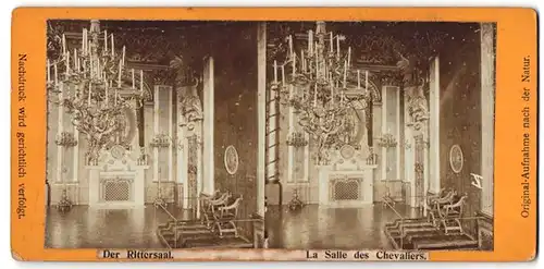 Stereo-Fotografie Ansicht Berlin, Kronleuchter im Rittersaal