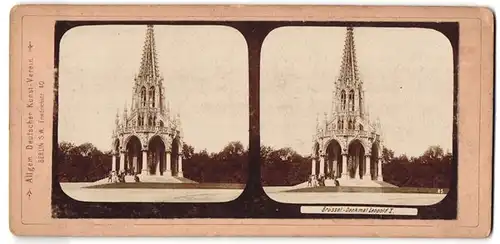 Stereo-Fotografie Allgem. Deutscher Kunst-Verein, Berlin-SW, Friedrichstrasse 40, Ansicht Brüssel, Denkmal Leopold I.