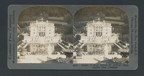 Stereo-Fotografie Keystone View Company, Meadville /Pa, Ansicht Ettal, Schloss Linderhof