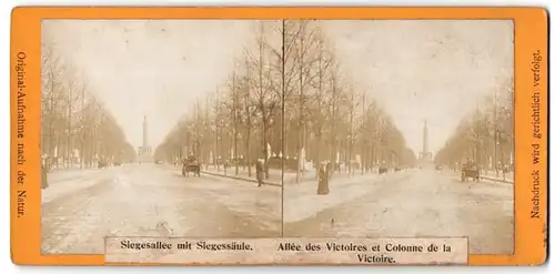 Stereo-Fotografie Ansicht Berlin, Siegesallee mit Siegessäule