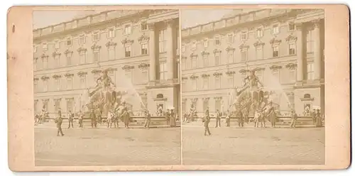 Stereo-Fotografie Ansicht Berlin, Fussgänger vor dem Schlossbrunnen