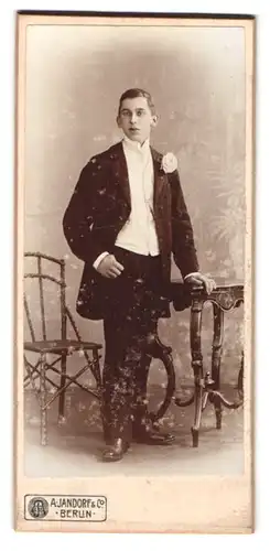 Fotografie A. Jandorf & Co., Berlin, Portrait junger Mann in Abendgarderobe