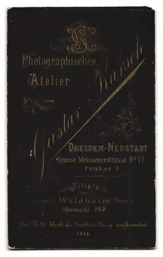 Fotografie Gustav Karsch, Dresden-Neustadt, Gr. Meissenerstr. 17, Männerporträt im alltäglichen Anzug