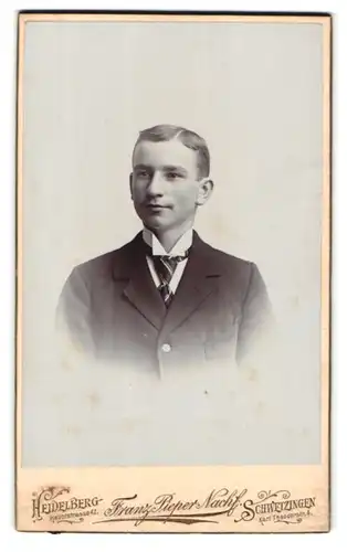 Fotografie Franz Pieper Nachf., Heidelberg, Hauptstrasse 42, Portrait junger Herr in Anzug mit Krawatte