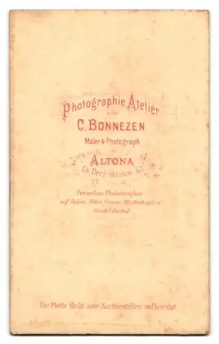 Fotografie C. Bonnezen, Altona, Gr. Berg-Strasse 63, Portrait schönes Fräulein mit Haarschleife